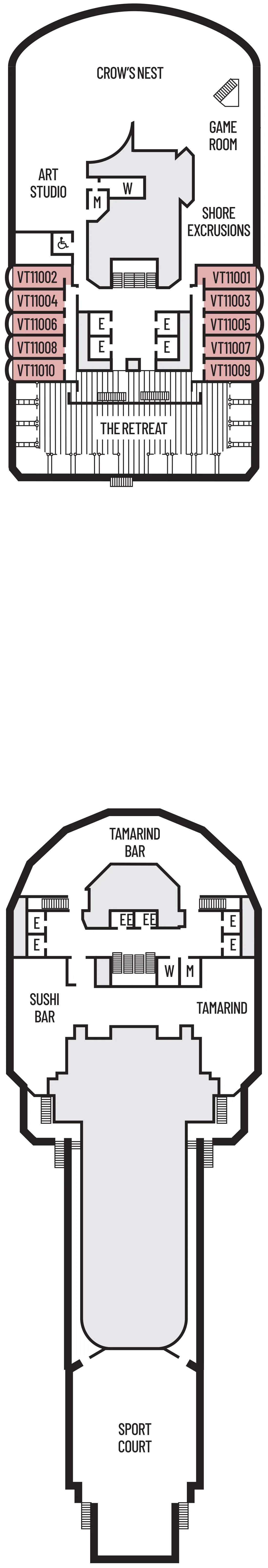 Eurodam — Deck 11 — Observation Deck deck plan